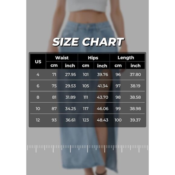 Stylish High Waisted Black Jean Maxi Skirt - Side Slit for Effortless Chic - Picture 5 of 5